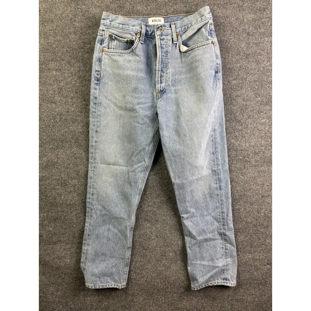 AGOLDE Straight Leg Jeans Womens 27 Light Wash High Rise Button Fly‎ Denim